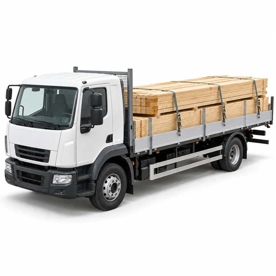 Camion încărcat cu pachete de cherestea